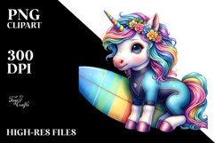 Colorful Baby Unicorn in Surfer&#039;s Wetsuit PNG Product Image 3
