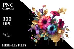 Vibrant Abstract Bouquet | Golden Foil | Clipart Product Image 3