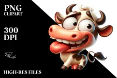 Cartoon Cow with Silly Smirk, Expressive Pose PNG Product Image 2