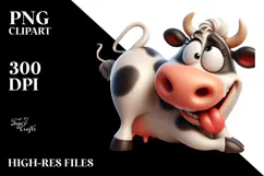 Cartoon Cow with Silly Smirk, Expressive Pose PNG Product Image 2