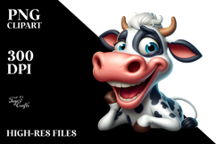 Cartoon Cow with Silly Smirk, Expressive Pose PNG Product Image 2