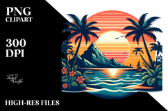 Retro Tropical Island Sunset Clipart Tshirt, 20 oz Tumbler Product Image 2