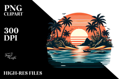 Retro Tropical Island Sunset Clipart Tshirt, 20 oz Tumbler Product Image 2