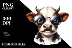 Funny Baby Cow with Sunglasses, PNG Product Image 2