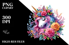 Floral Wreath Unicorn PNG Product Image 2