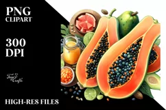 Vibrant Watercolor Papaya | Clipart Product Image 1