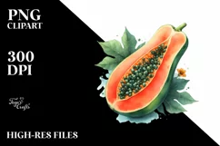 Vibrant Watercolor Papaya | Clipart Product Image 3