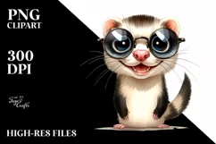 Funny Ferret Standing with Sunglasses | Clipart Product Image 1
