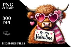 Pink Highland Cow with Sunglasses PNG Product Image 2