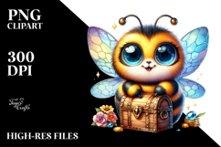 Vibrant Baby Bee, Wearing Treasure Chest PNG Product Image 2