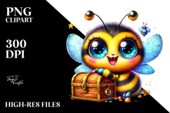 Vibrant Baby Bee, Wearing Treasure Chest PNG Product Image 2