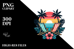 Retro Tropical Flower Beach Chairs PNG Product Image 2