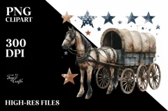 Vintage Horse Wagon Stars Clipart Product Image 3