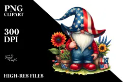 Patriotic Farmer Gnome Watercolor Clipart Product Image 2