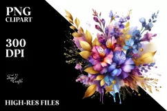 Vibrant Abstract Bouquet | Golden Foil | Clipart Product Image 3
