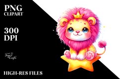 Colorful Baby Lion on Star, PNG Product Image 2