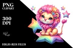 Colorful Baby Lion on Star, PNG Product Image 2