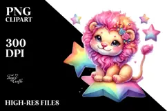 Colorful Baby Lion on Star, PNG Product Image 2