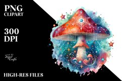Colorful Watercolor Magical Celestial Astral Mushroom Product Image 1