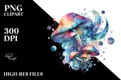 Colorful Watercolor Magical Celestial Astral Mushroom Product Image 3