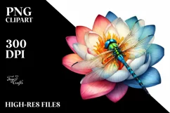 Colorful Dragonfly in Flower | Sublimation | Clipart Product Image 3