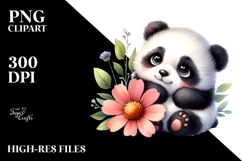 Digital Baby Panda, Sleeping on Flower PNG Product Image 2