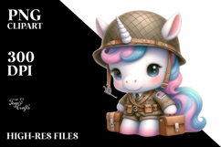 Cute Baby Unicorn Soldier PNG Product Image 2
