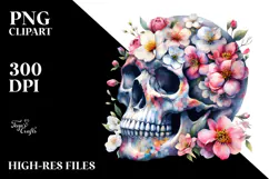 Skull Made of Spring Flowers PNG Product Image 2