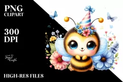 Colorful Baby Bee with Party Hat | Clipart Product Image 3