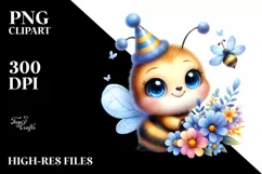 Colorful Baby Bee Party Sublimation Clipart Product Image 1