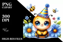 Colorful Baby Bee with Party Hat | Clipart Product Image 1