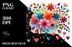 Watercolor Hanging Hearts PNG Product Image 2