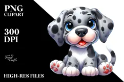 Watercolor Cute Cartoon Great Dane PNG Product Image 2