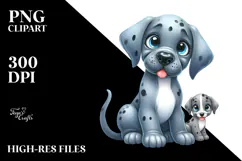 Watercolor Cute Cartoon Great Dane PNG Product Image 2