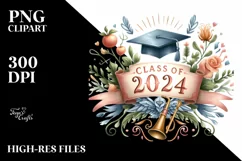 Watercolor Class of 2024 Clipart Product Image 3