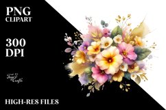 Colorful Abstract Bouquet | Golden Foil | Clipart Product Image 1