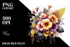 Colorful Abstract Bouquet | Golden Foil | Clipart Product Image 1