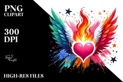 Heart with Wings and Fire PNG Product Image 2