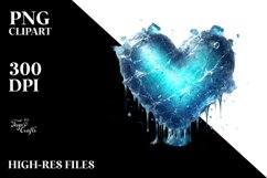 Digital Blue Heart with Ice PNG Product Image 2