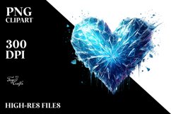 Digital Blue Heart with Ice PNG Product Image 2