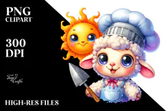 Baby Lamb with Chef's Apron PNG Product Image 2