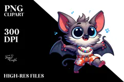 Ridiculously Cute Cartoon Bat PNG Product Image 2