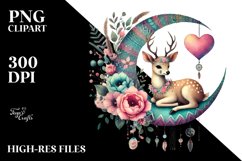 Boho Deer on Moon, PNG Product Image 2