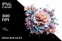 Pastel Glossy Shiny Watercolor Carnation | Clipart Product Image 1
