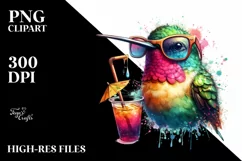 Colorful Hummingbird Drink Straw Watercolor Clipart Product Image 3