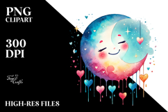 Colorful Smiling Moon PNG Product Image 2