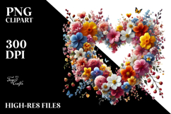 Heart with Spring Flowers PNG Product Image 2