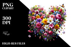 Heart with Spring Flowers PNG Product Image 2