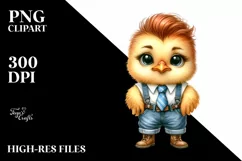 Watercolor Baby Chicken Tie Boots Clipart Product Image 1
