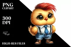 Watercolor Baby Chicken Tie Boots Clipart Product Image 3
